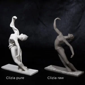 Statua in porcellana Clizia della serie Pure e Raw di Sibania, raffigurante una danzatrice in passi di danza. Altezza 20 cm.